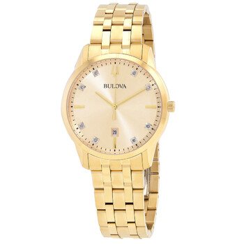 Đồng hồ Bulova Sutton Quartz kim cương mặt dial champagne 97D123 chính hãng
