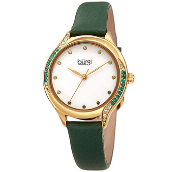 Đồng hồ Burgi BUR239GN mặt trắng dây da xanh nữ chính hãng