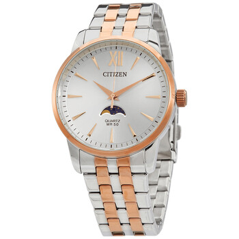 Đồng hồ Citizen Quartz Moonphase mặt bạc nam AK5006-58A chính hãng