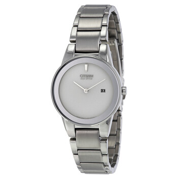 Đồng hồ Citizen Axiom Eco-Drive mặt bạc dây kim loại nữ GA1050-51A chính hãng