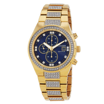 Đồng hồ Citizen Crystal Chronograph CA0752-58L mặt xanh nam chính hãng