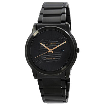 Đồng hồ Citizen Eco-Drive mặt đen dây inox nam AW1217-83E chính hãng
