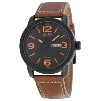 Đồng hồ Citizen Eco Drive mặt đen dây da nâu BM8475-26E chính hãng