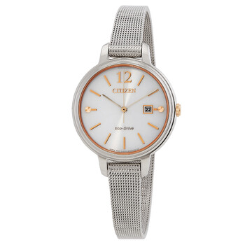 Đồng hồ Citizen Eco-Drive mặt bạc nữ EW2441-77A chính hãng