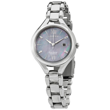 Đồng hồ Citizen Eco-Drive mặt ngọc trai xanh nữ EW2560-86X chính hãng