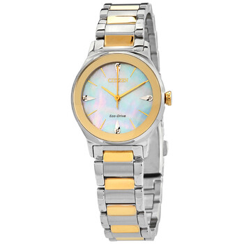 Đồng hồ Citizen EM0734-56D nữ mặt ngọc trai hai tông màu chính hãng