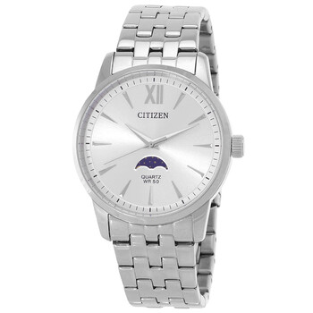 Đồng hồ Citizen Quartz mặt bạc nam Moonphase AK5000-54A chính hãng