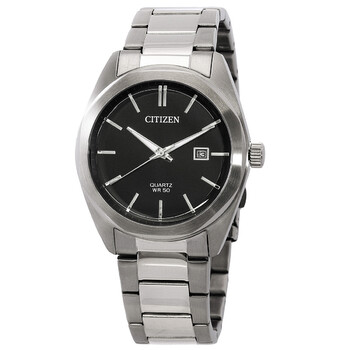 Đồng hồ Citizen Quartz BI5110-54E mặt đen dây kim loại nam chính hãng