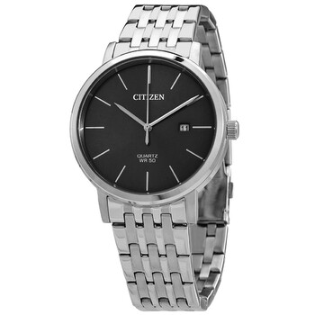 Đồng hồ Citizen Quartz mặt đen dây kim loại BI5070-57H chính hãng