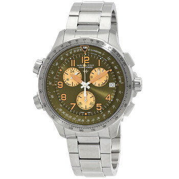 Đồng hồ Hamilton Khaki Aviation GMT Quartz nam mặt xanh H77932160 chính hãng