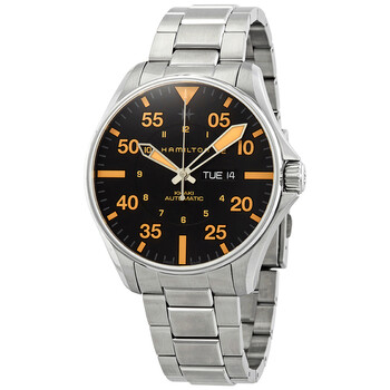 Đồng hồ Hamilton Khaki Pilot H64725131 mặt đen nam tự động inox chính hãng