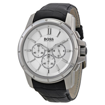 Đồng hồ nam Hugo Boss 1512927 mặt bạc dây da đen chính hãng
