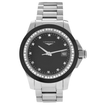 Đồng hồ Longines Conquest Quartz Kim Cương Mặt Đen Nữ L3.281.0.57.6 chính hãng