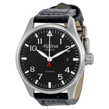 Đồng hồ nam Alpina Startimer Pilot Automatic mặt đen dây da AL525B3S6 chính hãng