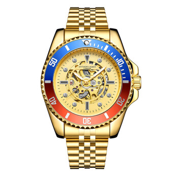 Đồng hồ nam Anthony James AJ007 Skeleton mặt vàng chính hãng