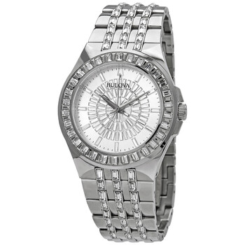 Đồng hồ nam Bulova Phantom Quartz 96A236 mặt số kim cương bạc chính hãng