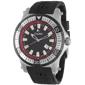 Đồng hồ nam Calibre Hawk Date mặt đen đỏ dây cao su SC-4H1-04-007-4 chính hãng