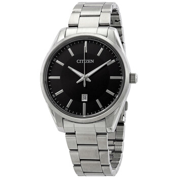 Đồng hồ nam Citizen Quartz mặt đen dây kim loại BI1030-53E chính hãng