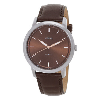 Đồng hồ nam Fossil Quartz Minimalist mặt nâu và bộ vòng tay FS6019SET chính hãng