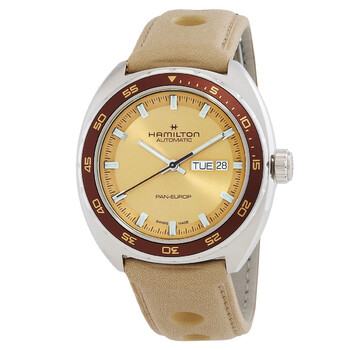 Đồng hồ nam Hamilton Pan Europ Day Date Automatic mặt số beige H35435820 chính hãng