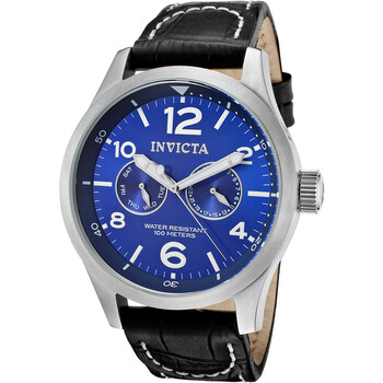 Đồng hồ nam Invicta 10490 mặt xanh dây da đen đa chức năng chính hãng
