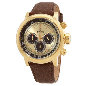 Đồng hồ nam Invicta Chronograph mặt vàng da nâu 13058 chính hãng