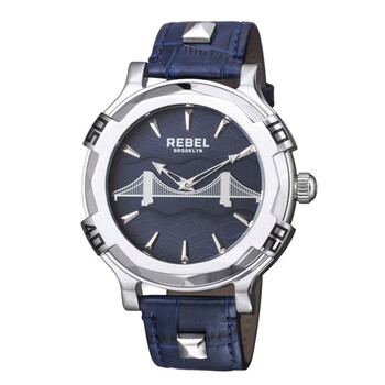 Đồng hồ nam Rebel Brooklyn Bridge mặt xanh dây da xanh RB102-4041 chính hãng