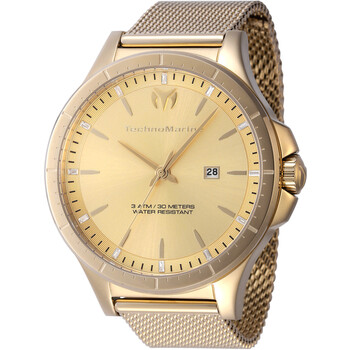 Đồng hồ nam Technomarine MoonSun Date Quartz mặt vàng TM-822009 chính hãng