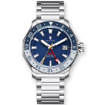 Đồng hồ nam Waldhoff Atlas GMT Automatic mặt xanh MW-23C-3S chính hãng
