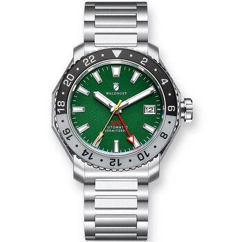 Đồng hồ nam Waldhoff Atlas GMT Automatic mặt bạc MW-23G-3S chính hãng