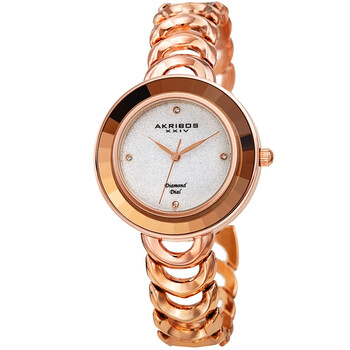Đồng hồ nữ Akribos Xxiv Quartz kim cương mặt bạc AK1088RG chính hãng
