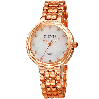 Đồng hồ nữ August Steiner Quartz kim cương mặt trắng AS8248RG chính hãng