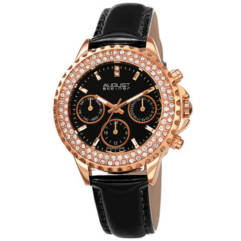 Đồng hồ nữ August Steiner AS8267BK mặt đen kim cương quartz chính hãng