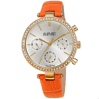 Đồng hồ nữ August Steiner Quartz kim cương mặt bạc AS8288OR chính hãng