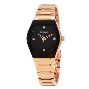 Đồng hồ nữ Bulova Gemini Quartz kim cương mặt đen 97P158 chính hãng