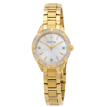 Đồng hồ nữ Bulova Sutton Quartz kim cương mặt ngọc trai 98R297 chính hãng