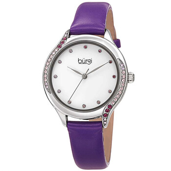 Đồng hồ nữ Burgi BUR239PU mặt trắng dây da tím chính hãng
