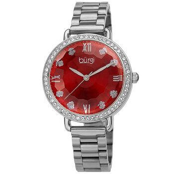 Đồng hồ nữ Burgi BUR269SSRD mặt đỏ dây thép không gỉ chính hãng