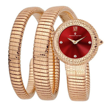 Đồng hồ nữ Christian Van Sant Naga Quartz mặt đỏ CV0893 chính hãng