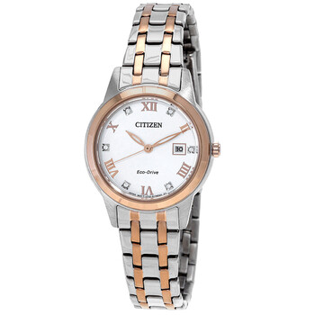 Đồng hồ nữ Citizen Eco-Drive mặt trắng hai tông màu FE1246-85A chính hãng