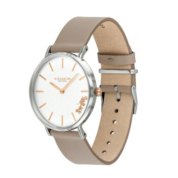 Đồng hồ nữ Coach Perry Quartz mặt bạc dây da nâu 14503119 chính hãng