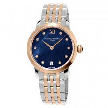 Đồng hồ nữ Frederique Constant Slim Line Quartz mặt ngọc trai xanh FC-220MPND1S22B chính hãng
