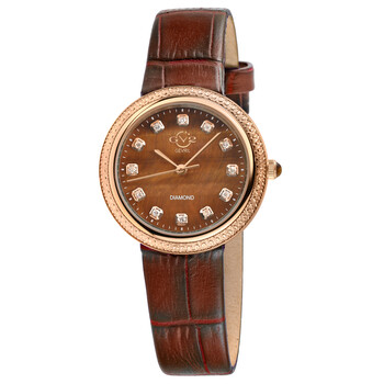 Đồng hồ nữ Gv2 By Gevril Arezzo Quartz mặt nâu kim cương 13304 chính hãng