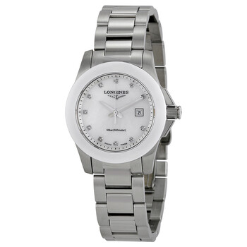 Đồng hồ nữ Longines Conquest kim cương mặt mẹ tự nhiên L3.257.4.87.6 chính hãng