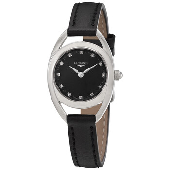 Đồng hồ nữ Longines Equestrian Quartz mặt đen kim cương L6.135.4.57.0 chính hãng