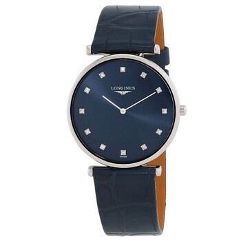 Đồng hồ nữ Longines La Grande Classique Quartz mặt xanh kim cương L4.709.4.97.2 chính hãng