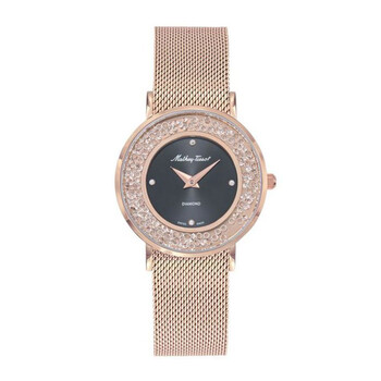 Đồng hồ nữ Mathey-Tissot Electra Quartz mặt đen kim cương D983SPN chính hãng