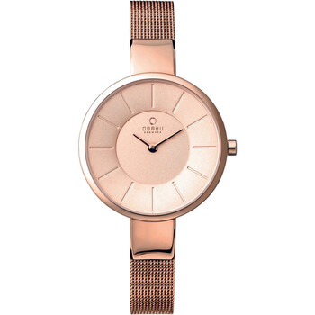 Đồng hồ nữ Obaku Denmark Quartz mặt vàng hồng V149LXVVMV chính hãng