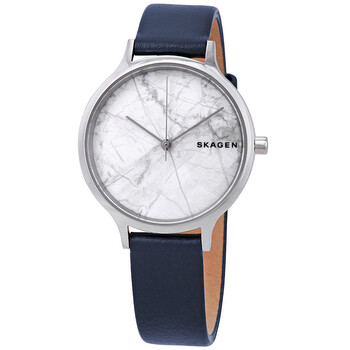 Đồng hồ nữ Skagen Anita mặt trắng dây da xanh SKW2719 chính hãng