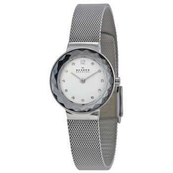 Đồng hồ nữ Skagen mặt bạc dây kim loại 456SSS chính hãng